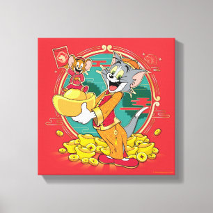 Tom & Jerry New Years Red Envelope Canvas Afdruk