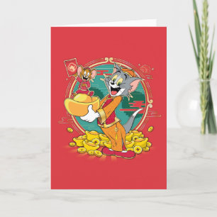 Tom & Jerry New Years Red Envelope Feestdagen Kaart