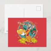 Tom & Jerry New Years Red Envelope Feestdagenkaart (Voorkant / Achterkant)