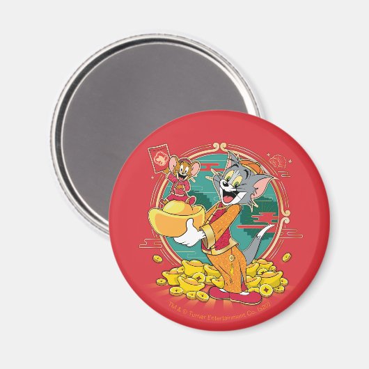 Tom & Jerry New Years Red Envelope Magneet (Voorkant / Achterkant)
