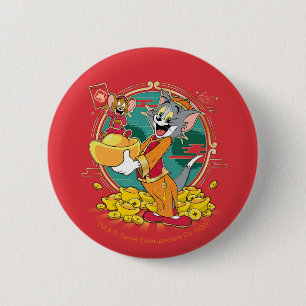 Tom & Jerry New Years Red Envelope Ronde Button 5,7 Cm