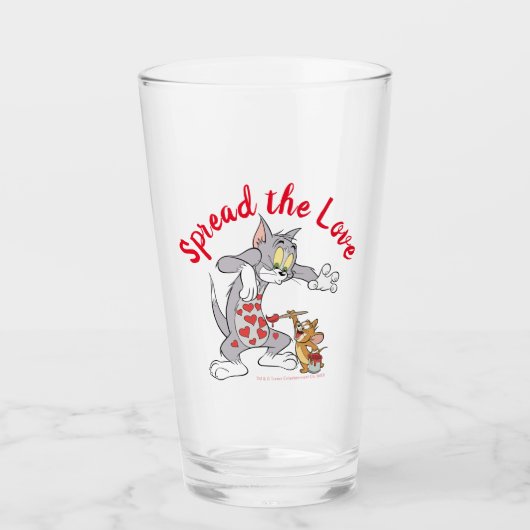 Tom & Jerry Painting Valentijn Hearts Glas (Voorkant)