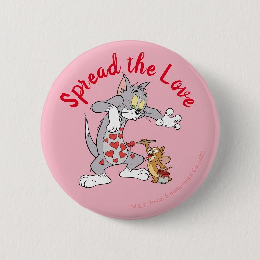 Tom & Jerry Painting Valentijn Hearts Ronde Button 5,7 Cm (Voorkant)