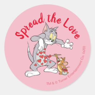 Tom & Jerry Painting Valentijn Hearts Ronde Sticker