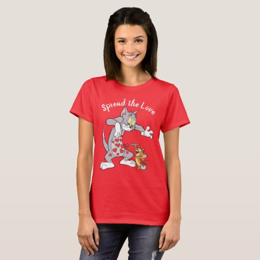 Tom & Jerry Painting Valentijn Hearts T-shirt (Voorkant volledig)