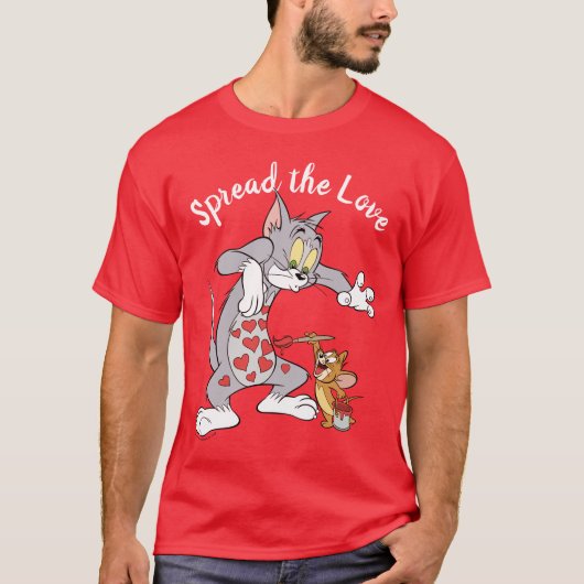 Tom & Jerry Painting Valentijn Hearts T-shirt (Voorkant)