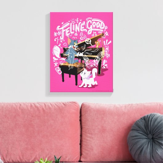 Tom & Jerry Play Piano - Feline Good Canvas Afdruk (Insitu (Woonkamer))