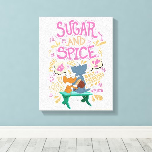 Tom & Jerry - Sugar en Spice Canvas Afdruk (Insitu (Houten vloer))