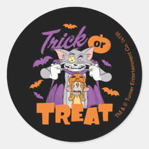 Tom & Jerry   Trick or treat Ronde Sticker
