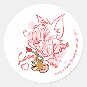 Tom & Jerry Valentijn Painting Ronde Sticker
