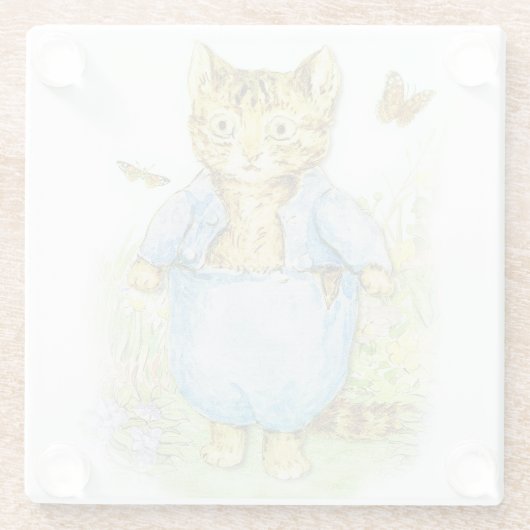 Tom Kitten in zijn blauwe pak door Beatrix Potter Glazen Onderzetter (Achterkant)
