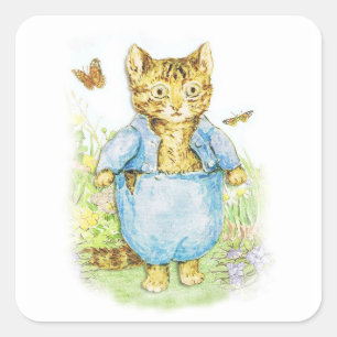Tom Kitten in zijn blauwe pak van Beatrix Potter Vierkante Sticker