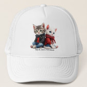 Tom & Luna Everyday Hat – Cute Cat Couple Baseball Trucker Pet (Voorkant)
