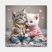 Tom & Luna Valentijnsmagneet | Mooie kattenmagneet Magneet (Voorkant)