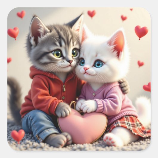 Tom & Luna Valentine Sticker |  Cat Stickers (Voorkant)