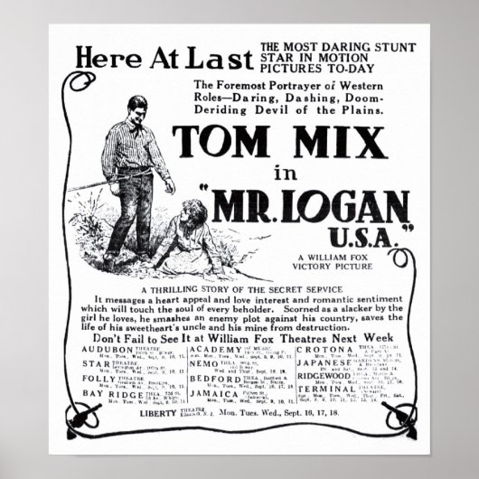 Tom Mix 1918  film en poster (Voorkant)