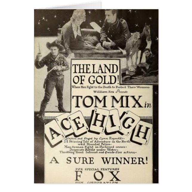Tom Mix Ace High 1918 film en kaart (Voorkant)