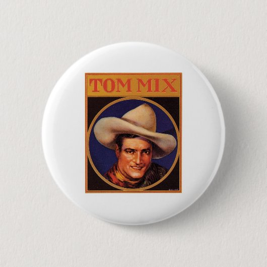 Tom Mix Cowboy Cigar Label Ronde Button 5,7 Cm (Voorkant)