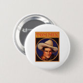 Tom Mix Cowboy Cigar Label Ronde Button 5,7 Cm (Voorkant /achterkant)