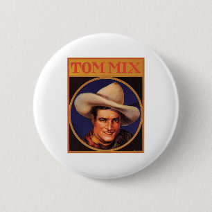 Tom Mix Cowboy Cigar Label Ronde Button 5,7 Cm