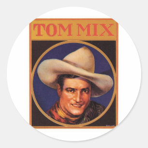 Tom Mix Cowboy Sigarenlabel Ronde Sticker