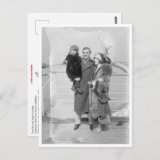 Tom Mix en Family Traveling Briefkaart (Voorkant / Achterkant)