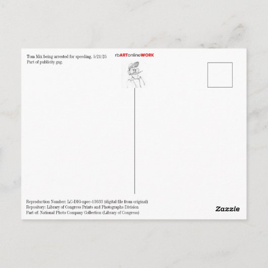 Tom Mix gearresteerd voor overlijden Briefkaart (Achterkant)