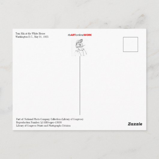 Tom Mix in het Witte Huis Briefkaart (Achterkant)