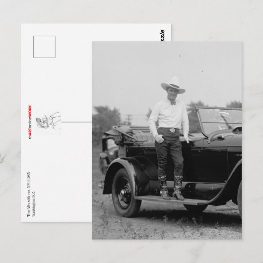 Tom Mix met auto, 21-05-1925 Briefkaart (Voorkant / Achterkant)