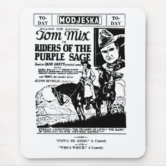 Tom Mix Riders of Paars Sage ad 1925 Muismat (Voorkant)