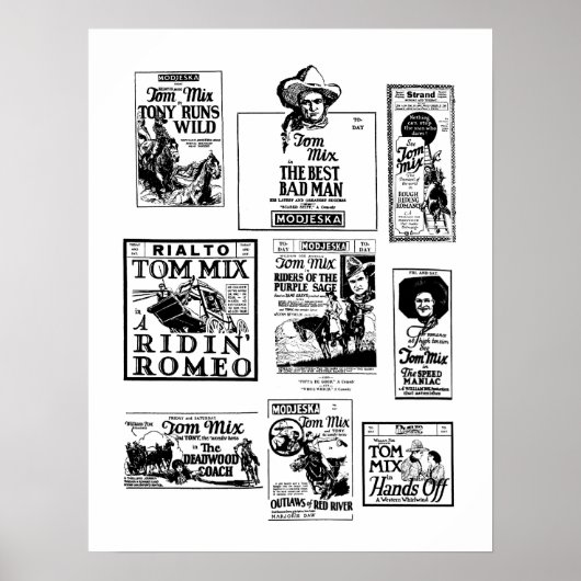 Tom Mix Silent Movies  advertenties Poster (Voorkant)
