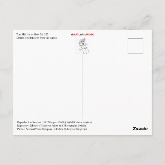 Tom Mix Trick Riding Briefkaart (Achterkant)