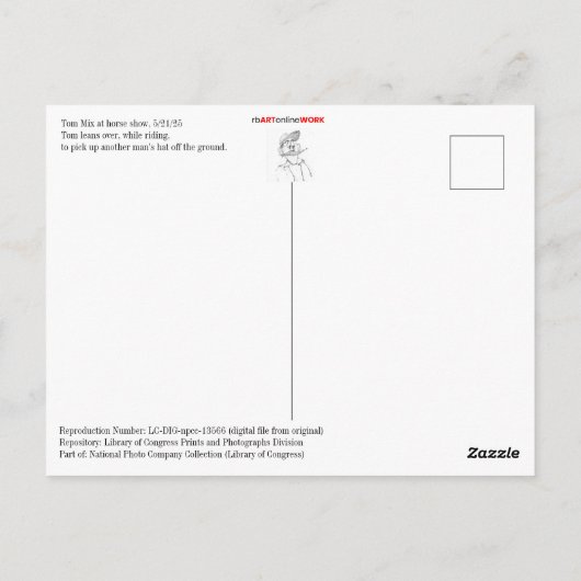 Tom Mix verzamelt een Pet Briefkaart (Achterkant)