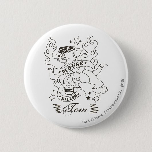 Tom Mouse Killer Tattoo 1 Ronde Button 5,7 Cm (Voorkant)