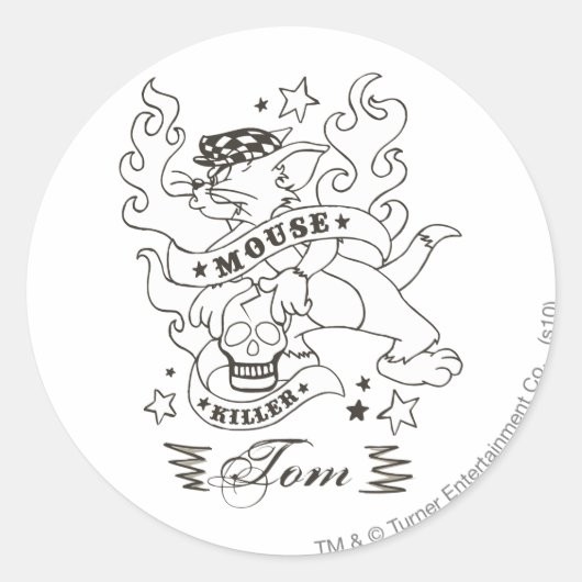 Tom Mouse Killer Tattoo 1 Ronde Sticker (Voorkant)