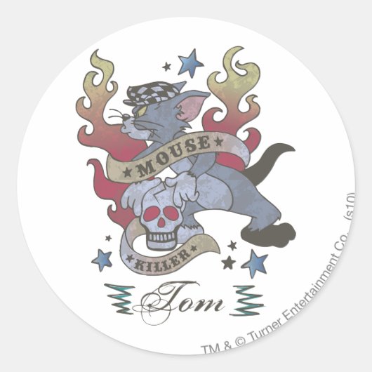 Tom Mouse Killer Tattoo 2 Ronde Sticker (Voorkant)