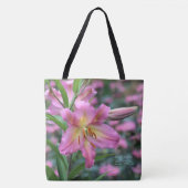 Tom Pouce Oriental Lily Pink Bee Balm Tote Bag (Voorkant)