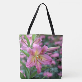 Tom Pouce Oriental Lily Pink Bee Balm Tote Bag