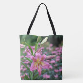 Tom Pouce Oriental Lily Pink Bee Balm Tote Bag (Achterkant)