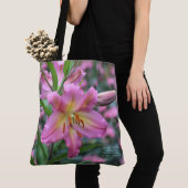 Tom Pouce Oriental Lily Pink Bee Balm Tote Bag (Dichtbij)
