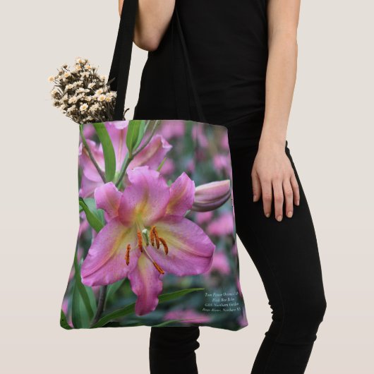 Tom Pouce Oriental Lily Pink Bee Balm Tote Bag (Dichtbij)