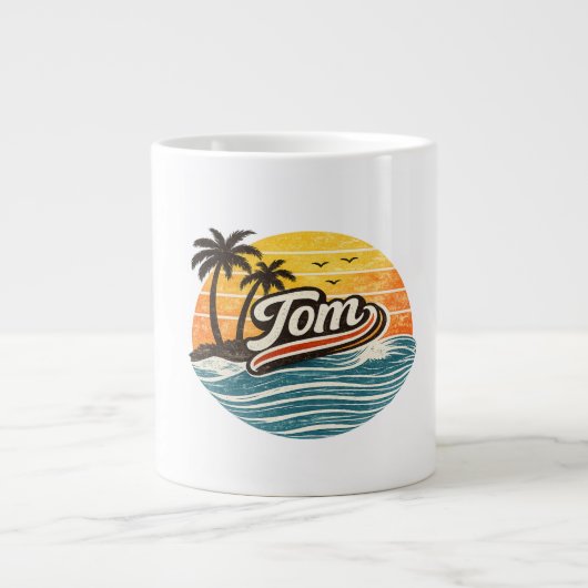 Tom Retro Sunset Naam Design Grote Koffiekop (Voorkant)