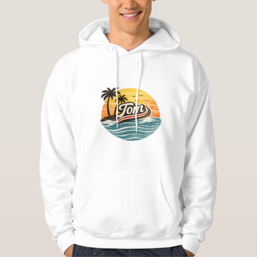 Tom Retro Sunset Naam Design Hoodie (Voorkant)