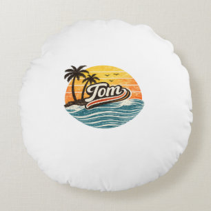 Tom Retro Sunset Naam Design Rond Kussen