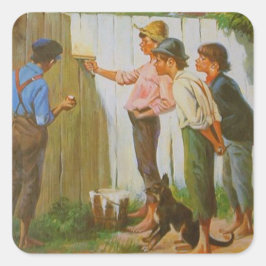 Tom Sawyer wit het hek wassen Vierkante Sticker