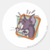 Tom Scaredy Cat Ronde Sticker (Voorkant)