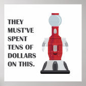 Tom Servo Bot over stad Poster (Voorkant)