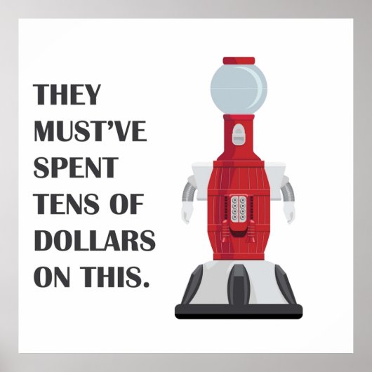 Tom Servo Bot over stad Poster (Voorkant)