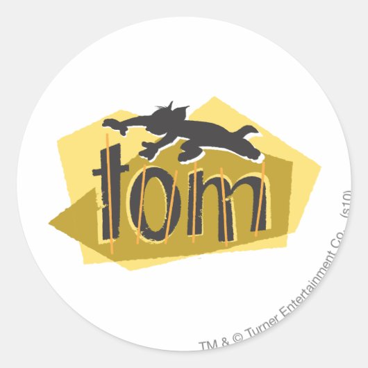 Tom Silhouette Logo Ronde Sticker (Voorkant)