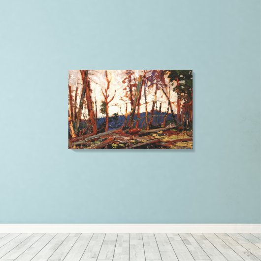 Tom Thomson - BURNT COUNTRY AVOND SCHETS VOOR BURN Canvas Afdruk (Insitu (Houten vloer))